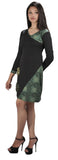 V-Neck Long Sleeved Dress With Side Flower Embroidery. - craze-trade-limited