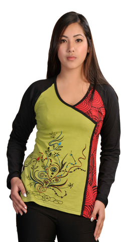 Long Sleeved Tops With Patch and Embroidery - TATTOPANI