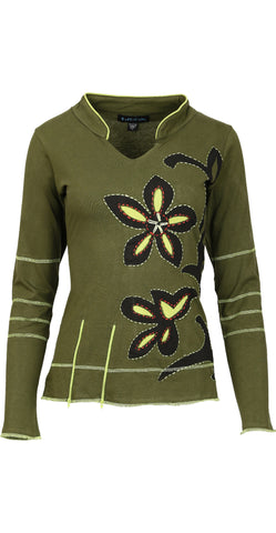 LADIES FULL SLEEVE TOP WITH CHINESE COLLAR - MODA LADIES 