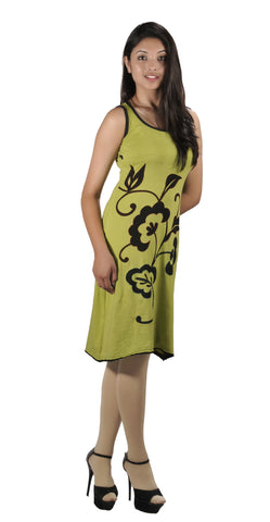 Ladies Green Front Embroidery Dress. - TATTOPANI