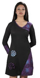 V-Neck Long Sleeved Dress With Side Flower Embroidery. - craze-trade-limited