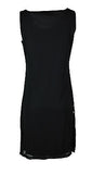 Black Sleeveless Flower Mini Chinlon Dress. - craze-trade-limited