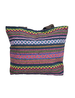 Multicolored Canvas Tote Bag with Tribal Patterns - TATTOPANI