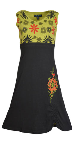 V-Neck Dress With Flower Pattern & Embroidery. - craze-trade-limited