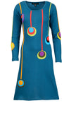 Long Sleeved Colorful Dress With Patch Design. - TATTOPANI