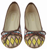 Aztec Patterns Ballerina Pumps Slip In Close Shoe.