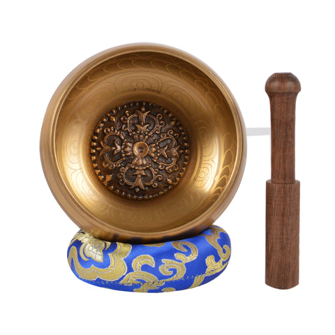 Meditation Tibetan Singing Bowl with Special Etching and protective pouch- SING-SP-IC(MAND-3)-2