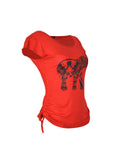 Ladies Short Sleeve Tops with Elephant Print T-Shirt