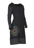 womens-long-sleeve-dress-with-side-embroidery-mantra-print-hooded-dress