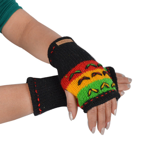 Women's Woolen Knitted Handwarmer Fleece Lined Multicolor Arm Warmers - craze-trade-limited