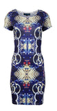 Multicolor Pattern & Rhinestones Patch Dress. - TATTOPANI