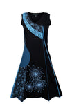 V-Neck Patch Dress with Print-Cornflower. - craze-trade-limited