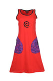 Ladies Sleeveless Patch Work Dress With Side Pocket. - TATTOPANI