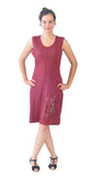 Ladies Sleeveless Cotton Dress with Flower Embroidery. - TATTOPANI