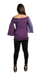 Ladies Cotton 3/4 sleeved Tops T-shirt with embroidery-Purple shades