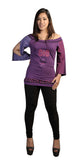 Ladies Cotton 3/4 sleeved Tops T-shirt with embroidery-Purple shades