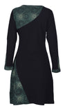 V-Neck Long Sleeved Dress With Side Flower Embroidery. - craze-trade-limited