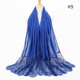 2020 NEW women lace cotton solid color muslim head scarf shawls and wraps pashmina bandana female foulard ladies hijab stores