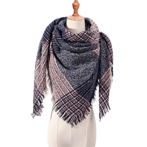 2019 women scarf fashion plaid winter scarves for ladies cashmere shawls wraps warm neck Triangle Bandage pashmina