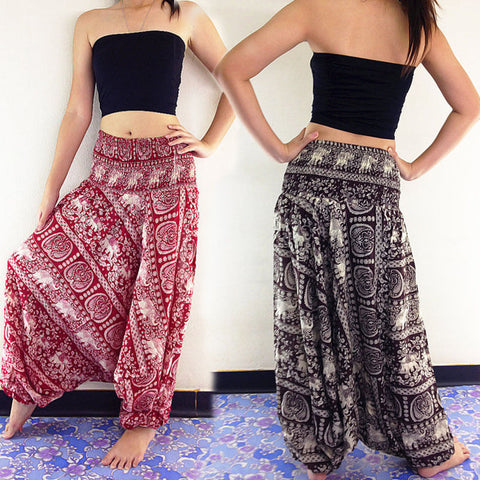 Women New Fashion Ladies Comfy Beach Baggy Boho Wide Leg Pants Hippie Women Harem Pants Trousers - craze-trade-limited